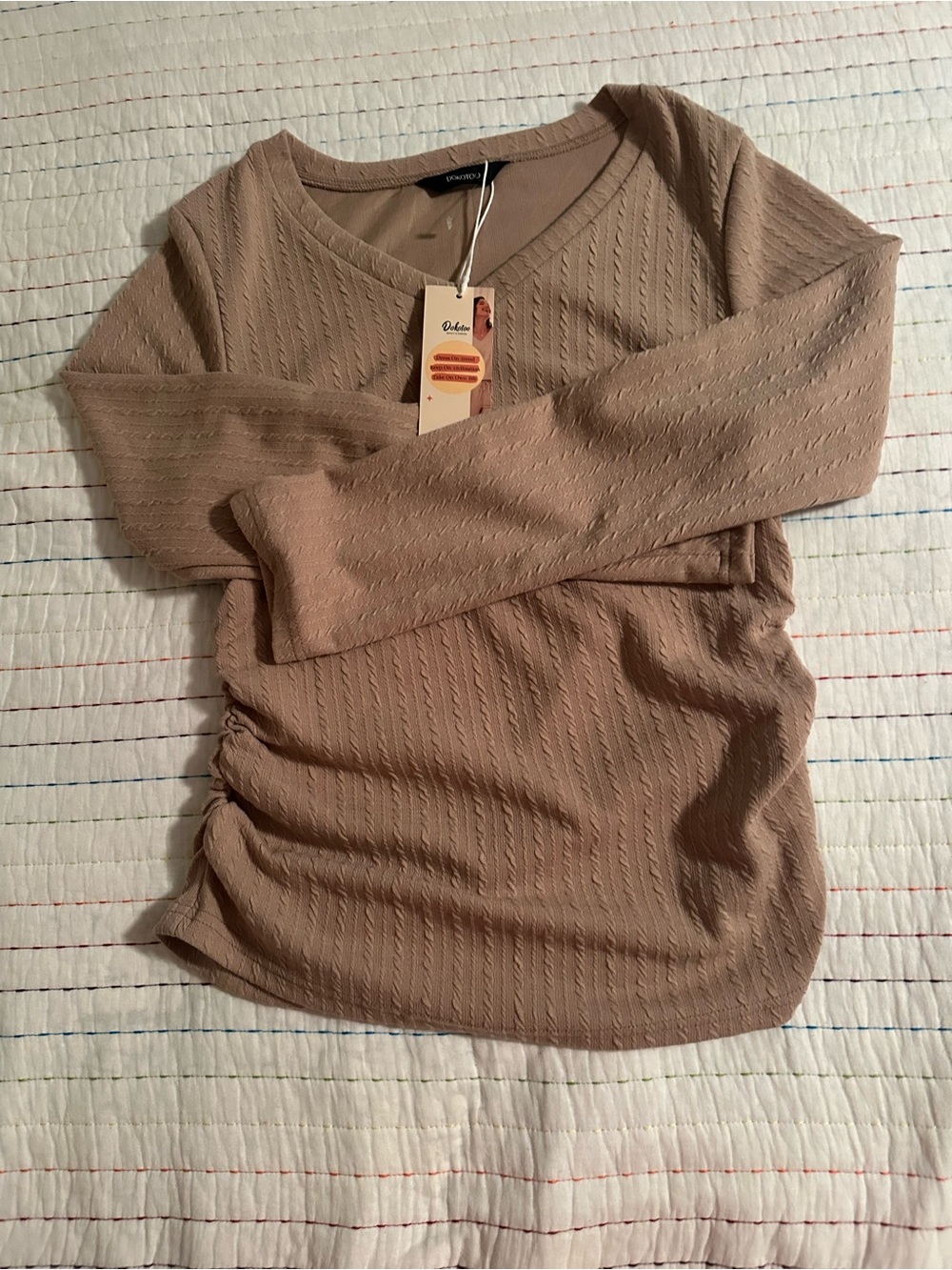 Taupe Long-Sleeve Knit Top